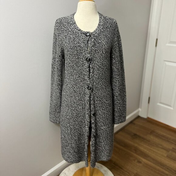 Talbots Sweaters - Talbots Long Cardigan Button Down Marled Sweater Coat Lambs Wool/Cashmere Sz L